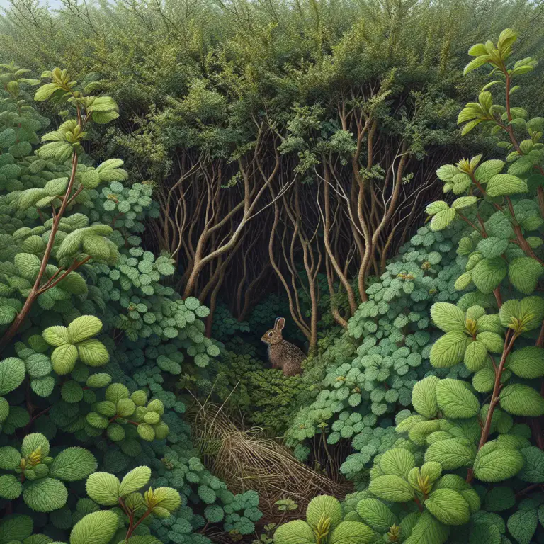 Visual representation of "brush" - Uncultivated bushes and small trees.