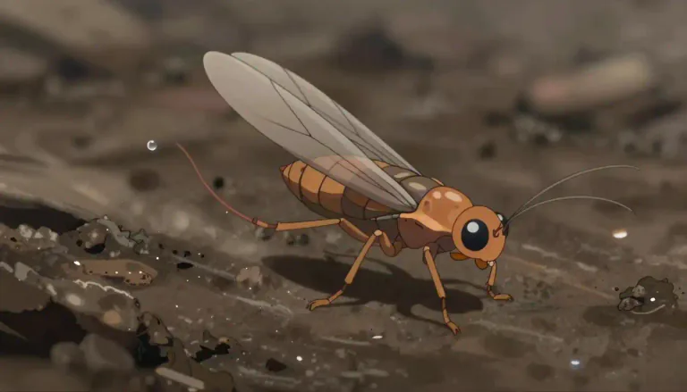 Visual representation of "springtail" - A small, wingless insect that can jump long distances for its size, often found in damp environments.