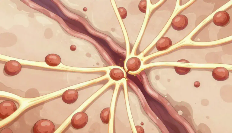 Visual representation of "fibronectin" - Fibronectin is a protein that helps cells attach to each other and to the surrounding environment, crucial for wound healing and tissue repair.