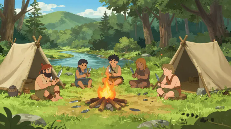 Visual representation of "mesolithic" - Relating to the era of human history between the Paleolithic and Neolithic periods, characterized by the development of new stone tool technologies.