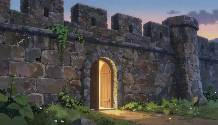 Visual representation of "postern" - A small or back door, especially one in a fortified place.