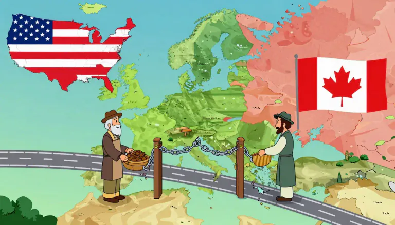 Visual representation of "nafta" - A trade agreement between the United States, Canada, and Mexico that facilitates trade by reducing tariffs and barriers to trade.