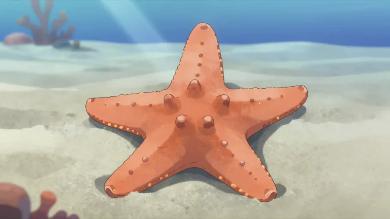 Visual representation of "starfish" - A sea creature with five arms shaped like a star.