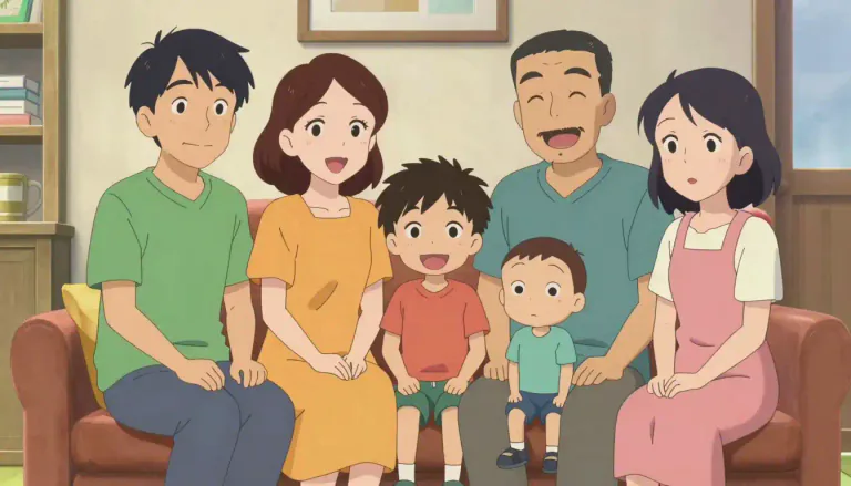Visual representation of "household" - A group of people who live together, like a family