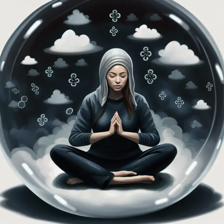 Visual representation of "shut yourself off" - To stop thinking about something.