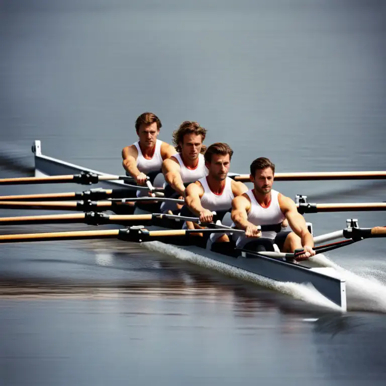 Visual representation of "four" - A team of four rowers