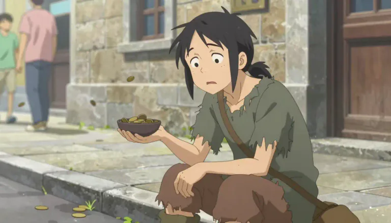 Visual representation of "beggar" - A person who lives by asking people for money or food