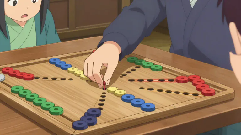 Visual representation of "peg out" - In the game of cribbage, to score by advancing the pegs.