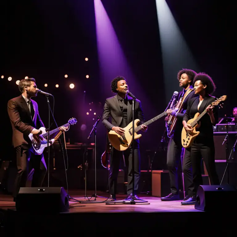 Visual representation of "quartet" - A band of four singers or musicians