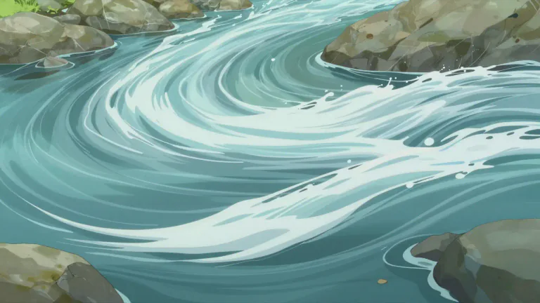 Visual representation of "courant" - A flow of water or air, especially in a particular direction; a current.