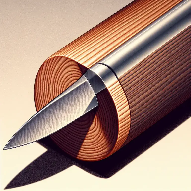 Visual representation of "tang" - The pointed part of a tool, such as knife, which is connected to the handle