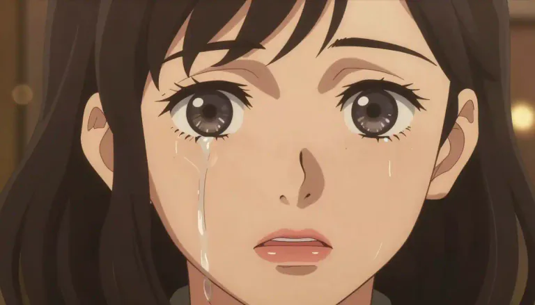 Visual representation of "lacrimation" - The process of shedding tears, occurring in response to strong emotional experiences or irritation.