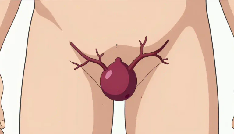 Visual representation of "varicocele" - A varicocele is a swelling of the veins that occur in the scrotum, typically resulting from improper function of the valves within the veins, leading to blood pooling.