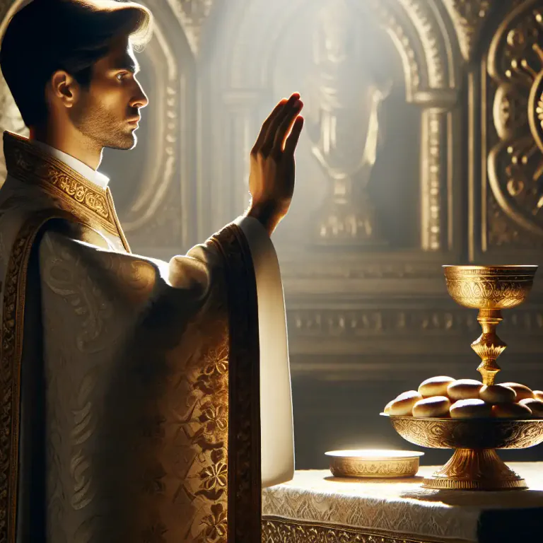Visual representation of "bless" - to make something holy by saying a special prayer