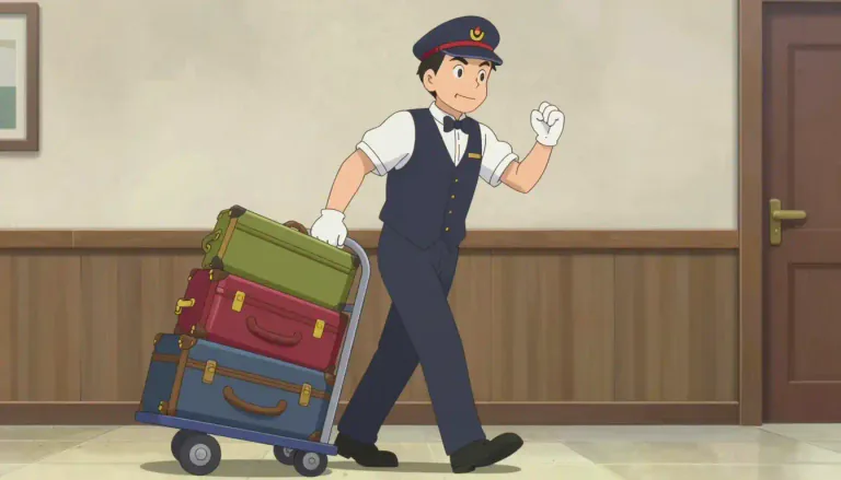Visual representation of "porter" - A person employed to carry luggage and other loads