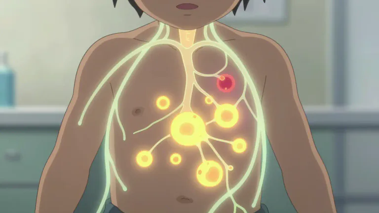 Visual representation of "neuroblastoma" - Neuroblastoma is a rare type of cancer that develops from immature nerve cells and primarily affects children.