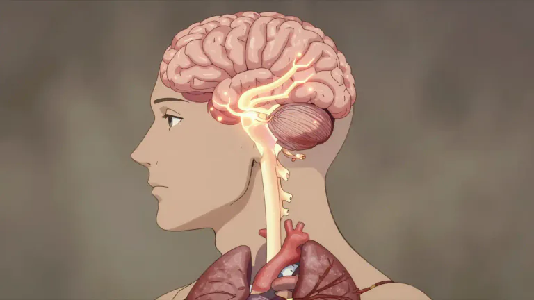 Visual representation of "brainstem" - The brainstem is the part of the brain that connects to the spinal cord and controls basic life functions.