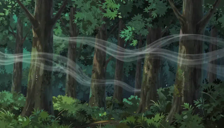 Visual representation of "sough" - A soft sound like whispering or rustling.