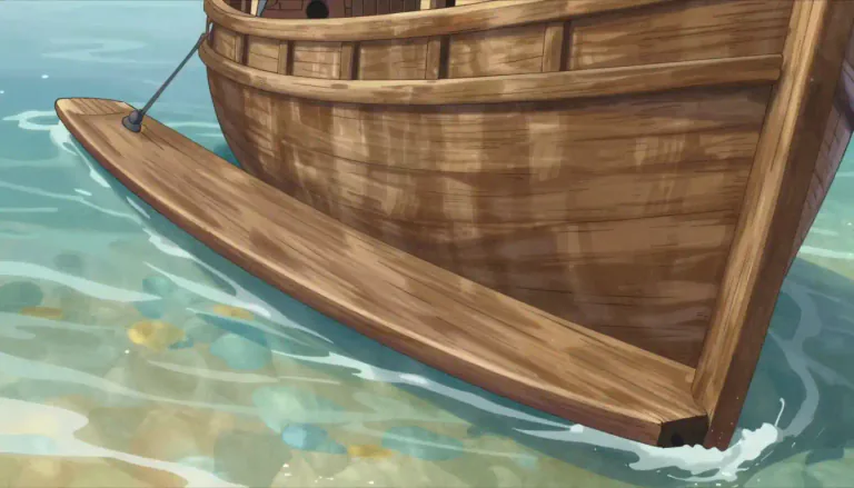 Visual representation of "keel" - The bottom part of a ship, shaped like a long, narrow flat piece, that extends the whole length of the ship
