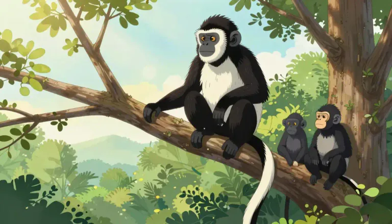 Visual representation of "colobus" - A type of tree-dwelling monkey found in Africa, known for its unique body structure and social habits.
