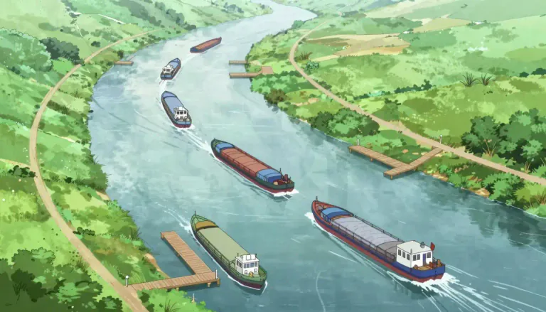Visual representation of "riverway" - A riverway is a navigable waterway formed by a river, typically used for transportation or recreation.