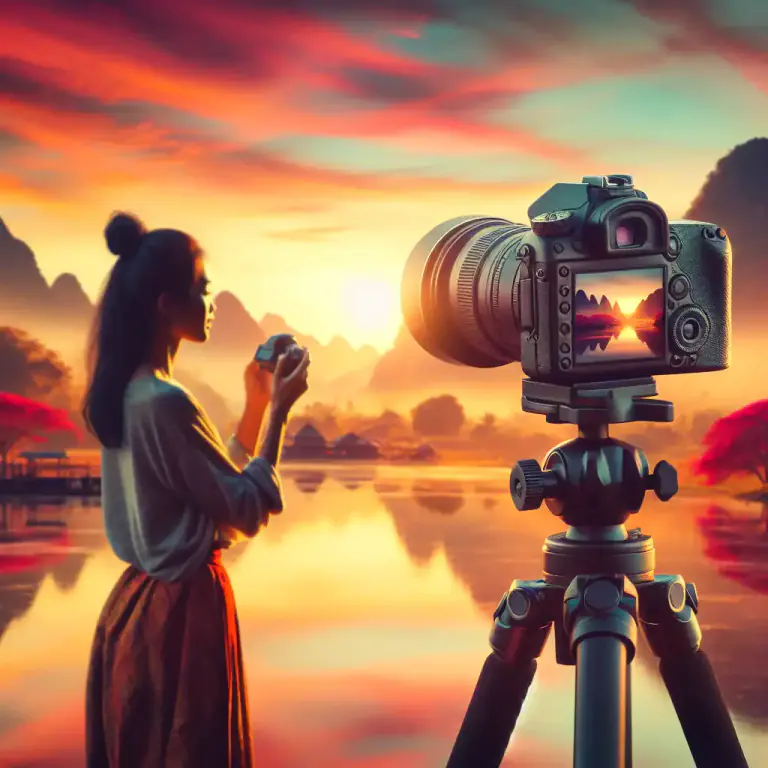Visual representation of "photographically" - In a way that uses or involves photography.