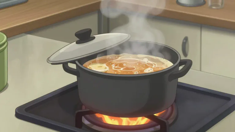 Visual representation of "simmer" - To cook something on low heat