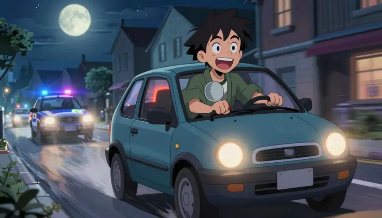 Visual representation of "joyrider" - A person who steals a car for the purpose of driving it for enjoyment rather than for any financial gain.