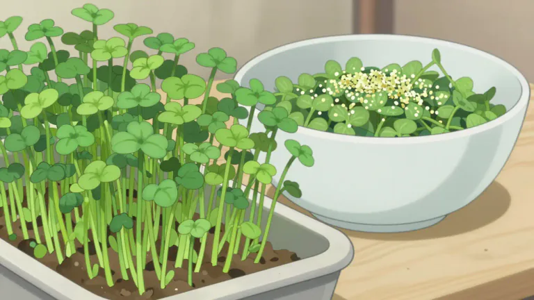 Visual representation of "cress" - Cress is a type of small plant that has peppery leaves and is often used in salads.