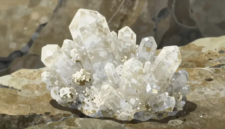 Visual representation of "barite" - A white or colorless mineral consisting of barium sulfate, often found in sedimentary rocks.