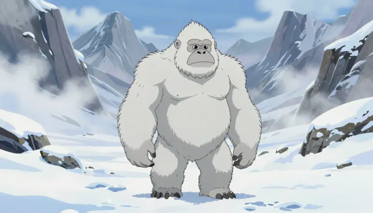 Visual representation of "yeti" - A yeti is a large, ape-like creature that is said to live in the snowy regions of the Himalayas.