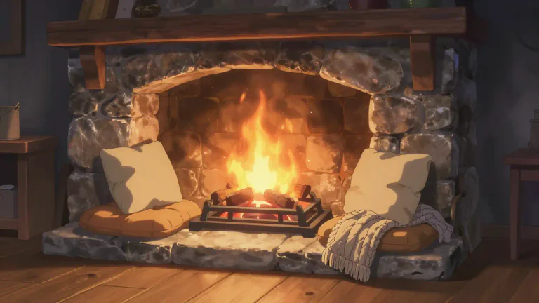 Visual representation of "inglenook" - A cozy nook or alcove next to a fireplace, often used for sitting or relaxing.