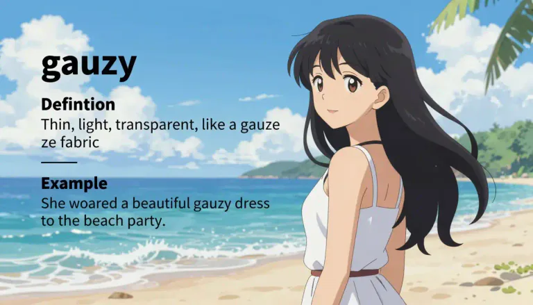 Visual representation of "gauzy" - Thin, light, transparent, like a gauze fabric