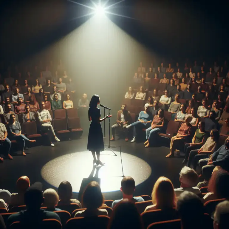 Visual representation of "interlocutor" - In theater, the character who speaks directly to the audience to introduce the theme.