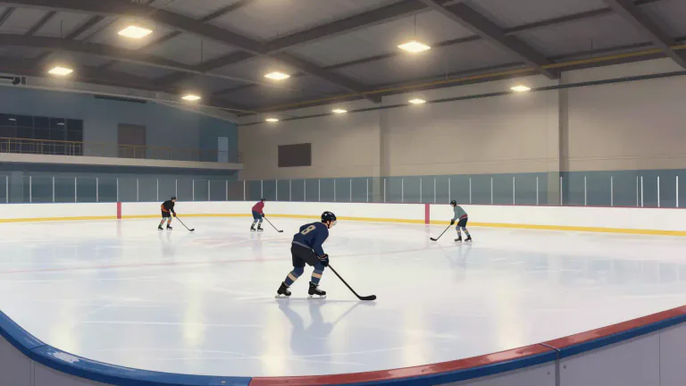 Visual representation of "rink" - An area where people can do sports that involve ice, like ice hockey or ice skating.