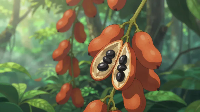 Visual representation of "guarana" - A climbing plant from the Amazon, known for its seeds that contain caffeine, commonly used as a stimulant and found in energy products.