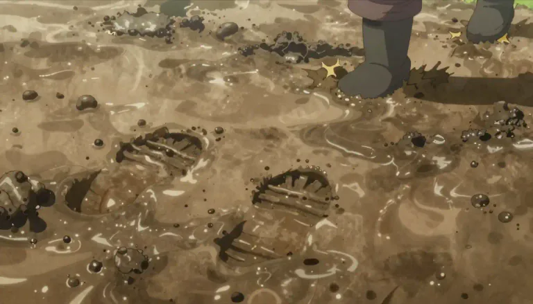Visual representation of "mudhole" - A muddy area of ground that is difficult to walk on.