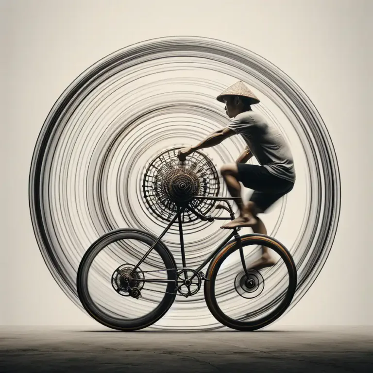 Visual representation of "rotate" - To move in a set path or motion, such as a wheel
