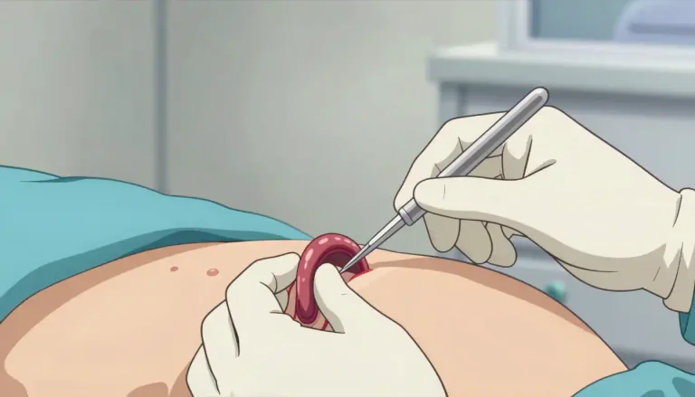 Visual representation of "sphincterotomy" - A surgical procedure in which an incision is made into a sphincter muscle to relieve an obstruction or for other medical purposes.