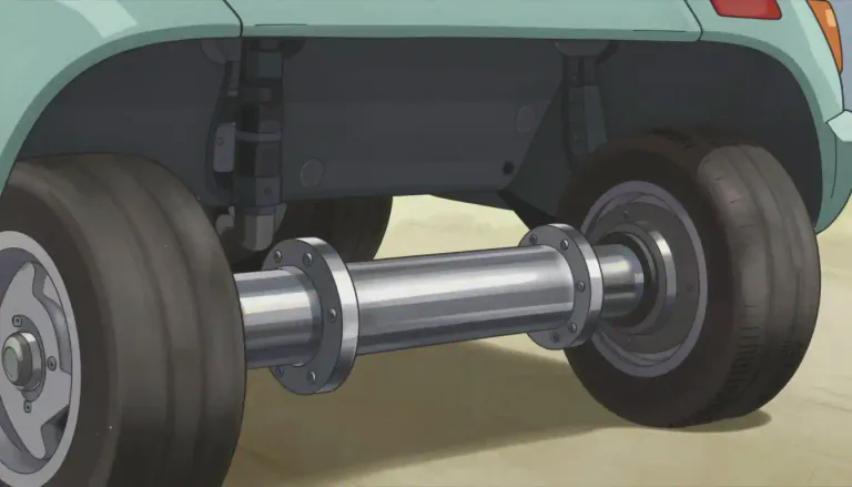 Visual representation of "propshaft" - A propshaft is a metal tube that connects the engine to the wheels, allowing for the transmission of power.