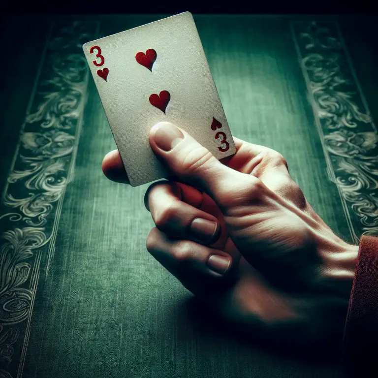 Visual representation of "three" - A card of rank three in a deck of cards.