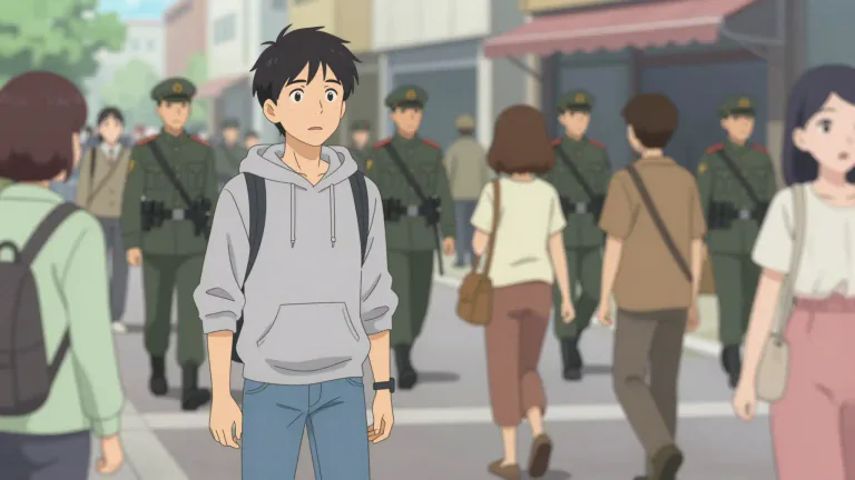 Visual representation of "civvy" - A civilian, especially one who is not a member of the military.