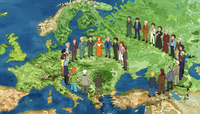 Visual representation of "bloc" - A group of countries or people with common goals, often for political, economic, or social purposes.