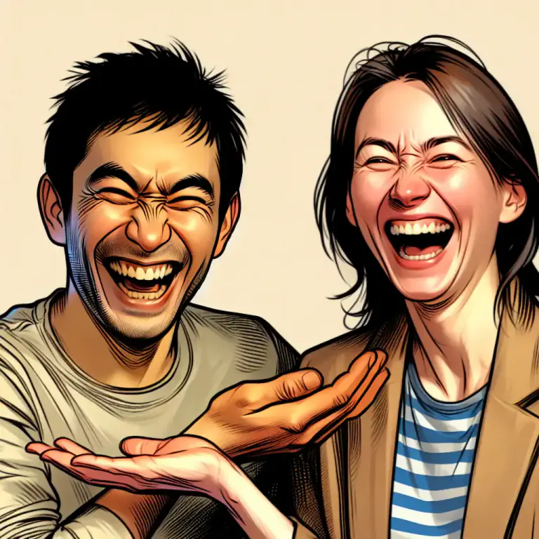 Visual representation of "kid" - To make a joke or to tease someone.