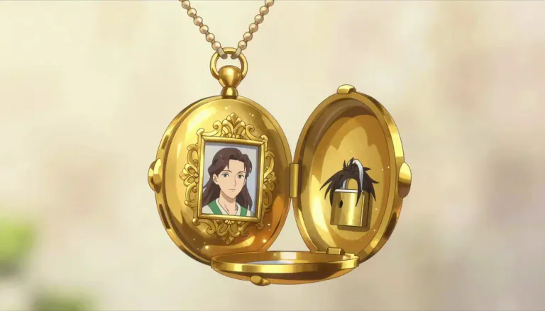 Visual representation of "locket" - A small ornamental case, usually on a necklace, where things such as pictures or pieces of hair are kept as a memento.