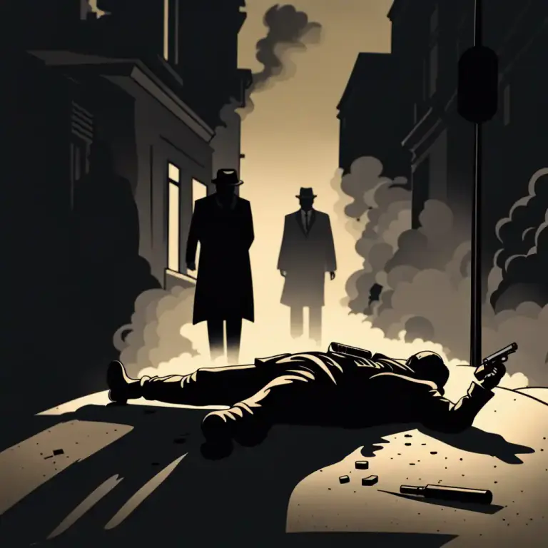 Visual representation of "gun down" - To shoot someone or something, often causing death or severe injury