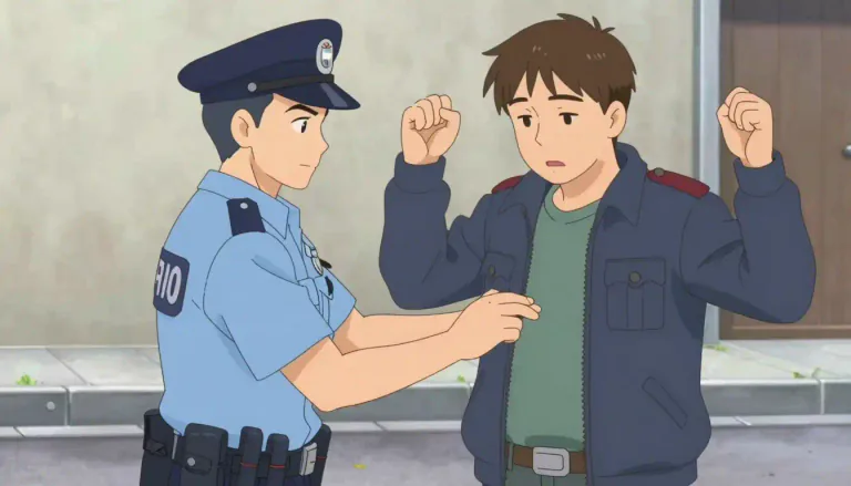 Visual representation of "frisk" - To quickly search someone's body by patting it down, checking for hidden items, like weapons or illegal substances