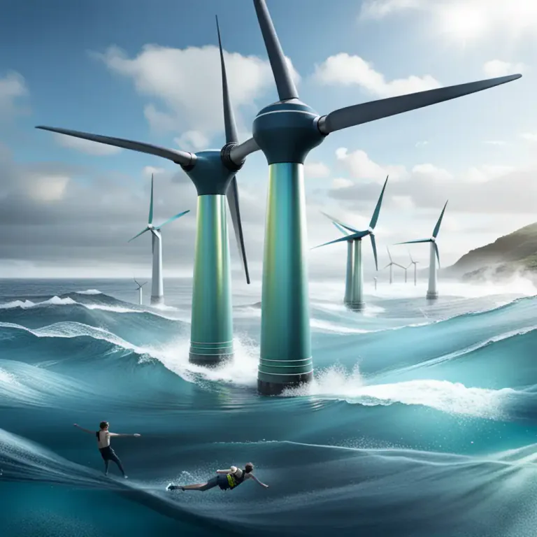 Visual representation of "tidal" - Describing a kind of energy generated by water movement due to tides.
