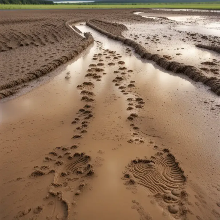 Visual representation of "gumbo" - A type of fine, heavy soil that becomes very sticky and compact when wet.