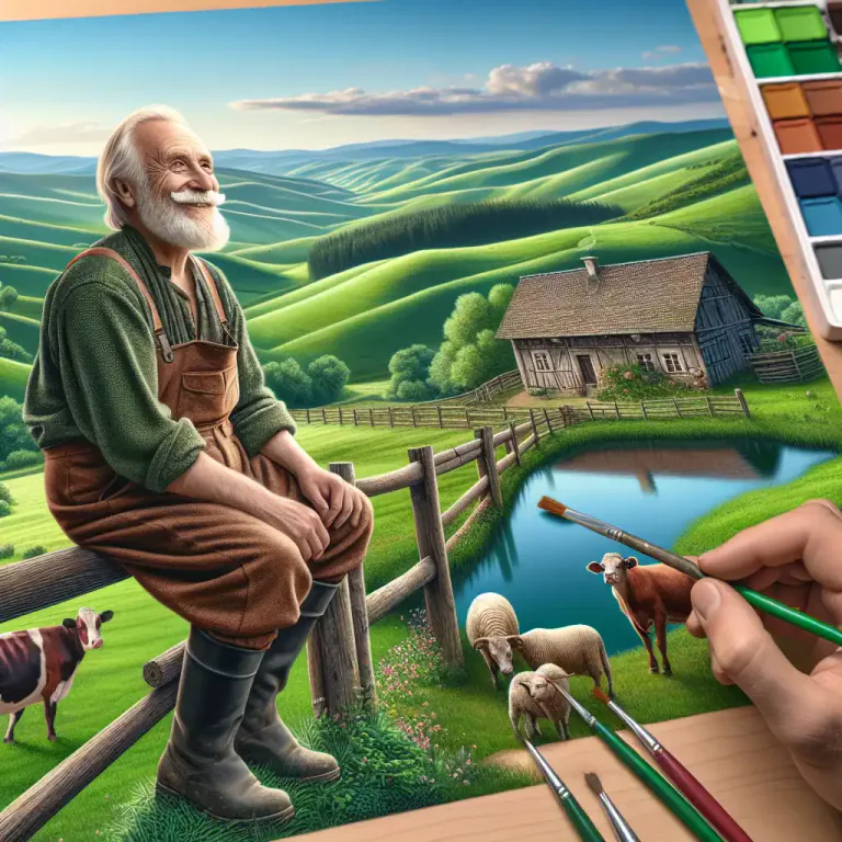 Visual representation of "arcadian" - A person who lives a simple, quiet life close to nature.